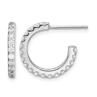 Sterling Silver Rhodium-Plated CZ J-Hoop Earrings