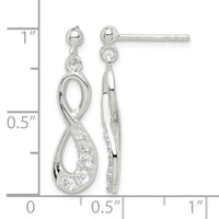 Sterling Silver CZ Infinity Loop Dangle Earrings