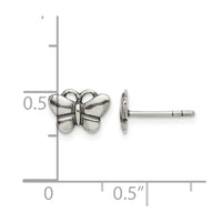 Sterling Silver Oxidized Butterfly Post Earrings