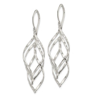 Sterling Silver Fancy Polished & Diamond-cut Twisted Dangle Earrings