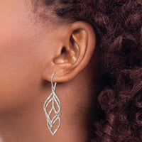 Sterling Silver Fancy Polished & Diamond-cut Twisted Dangle Earrings
