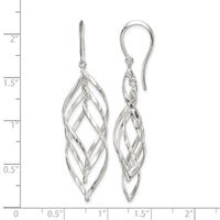 Sterling Silver Fancy Polished & Diamond-cut Twisted Dangle Earrings