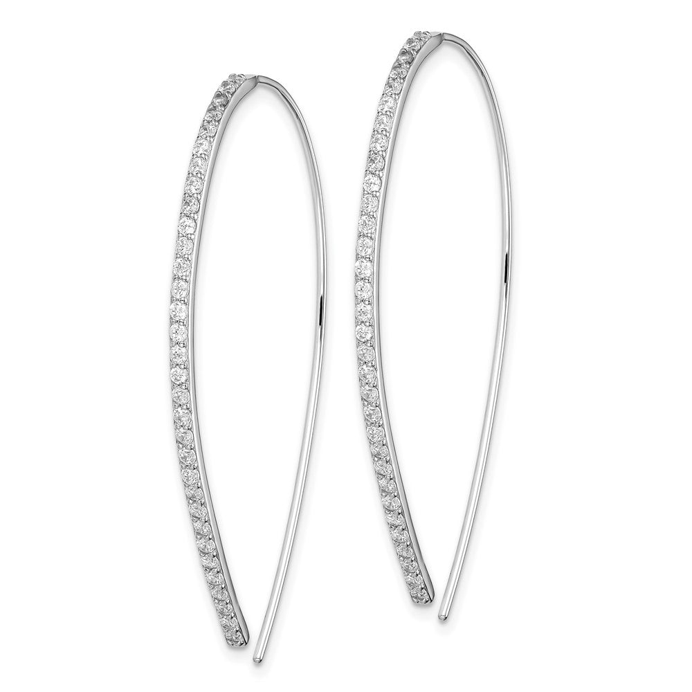 Sterling Silver Rhodium-plated CZ Dangle Earrings