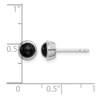Sterling Silver Rhodium-plated Polished Onyx Round Bezel Stud Earrings