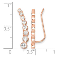 Sterling Silver 14K Rose gold-plated Graduated CZ Ear Climber Earrings