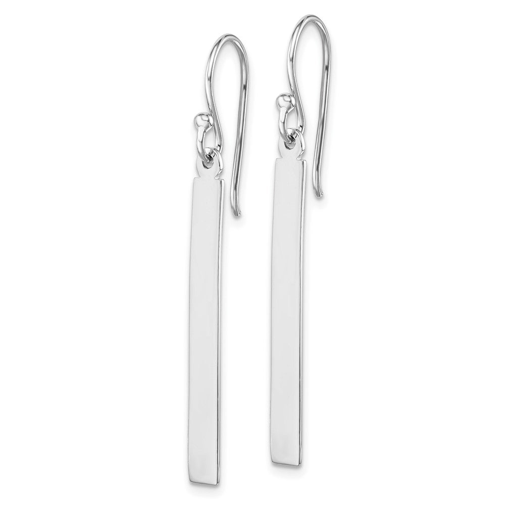 Sterling Silver Rhodium-plated Polished Bar Dangle Earrings