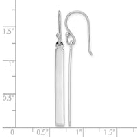 Sterling Silver Rhodium-plated Polished Bar Dangle Earrings