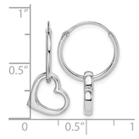 Sterling Silver Rhodium-plated Heart Hoop Earring