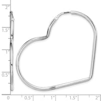 Sterling Silver Rhodium-Plated 2mm Heart Hoop Earrings