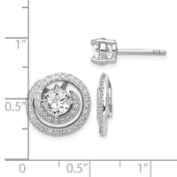 Sterling Silver Rhodium-plated 6mm Round CZ w/Swirl Jackets Earrings