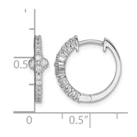 Sterling Silver Rhodium Plated CZ Hinged Hoop Earrings
