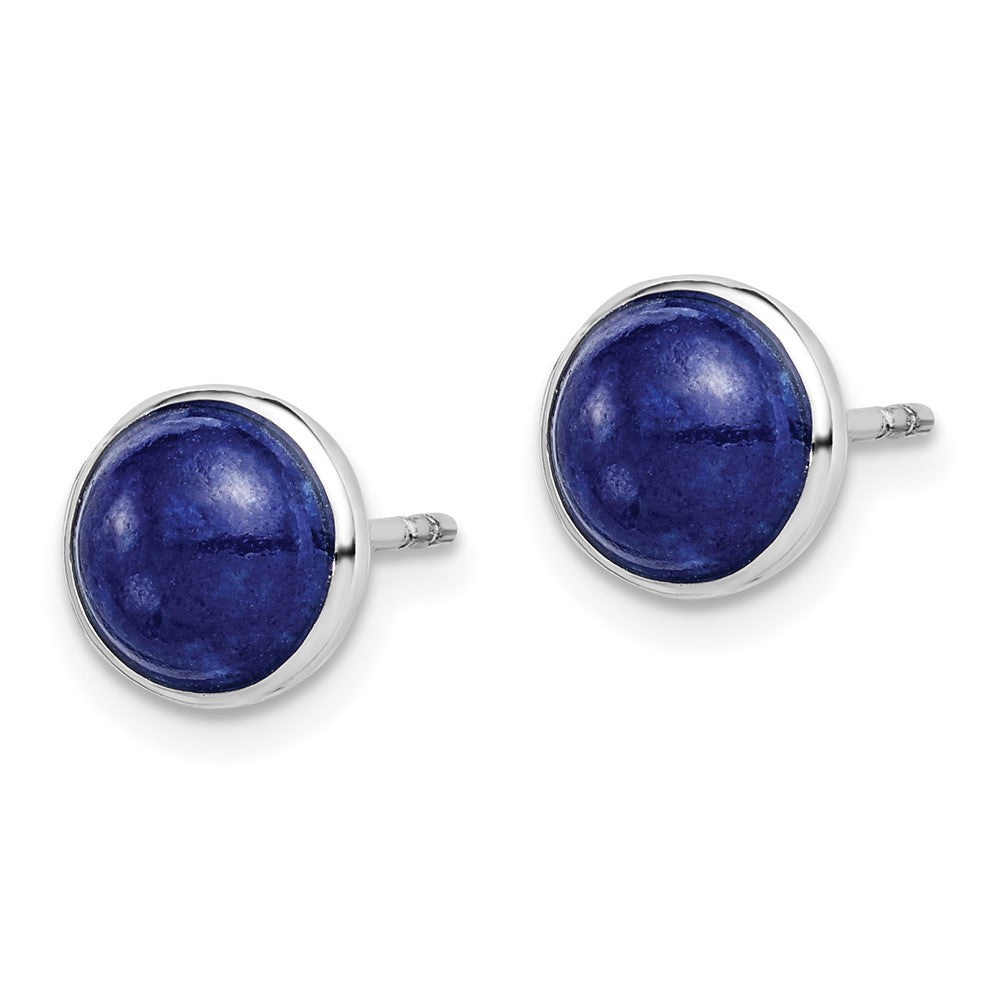 Sterling Silver Rhodium-plated 7mm Lapis Post Earrings