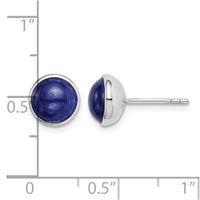 Sterling Silver Rhodium-plated 7mm Lapis Post Earrings