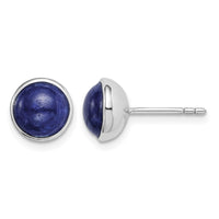 Sterling Silver Rhodium-plated 7mm Lapis Post Earrings