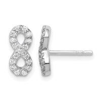 Sterling Silver Rhodium-plated Polished CZ Infinity Post Earrings