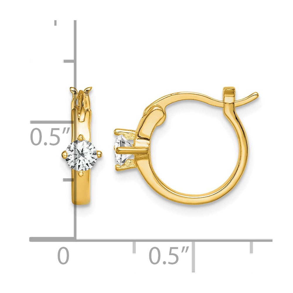 Sterling Silver Gold-tone Square CZ Hoop Earrings