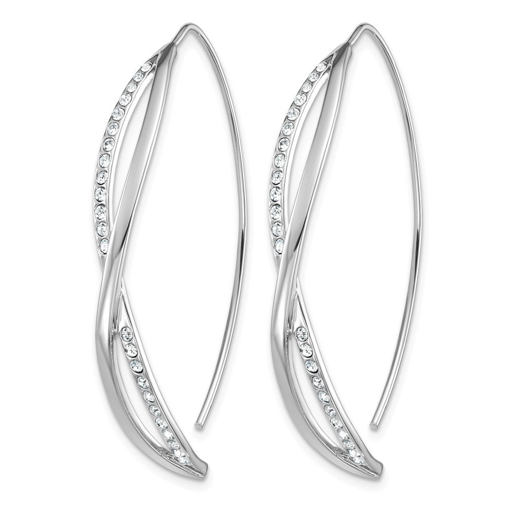 Sterling Silver Rhodium-plated CZ Twisted Threader Earrings