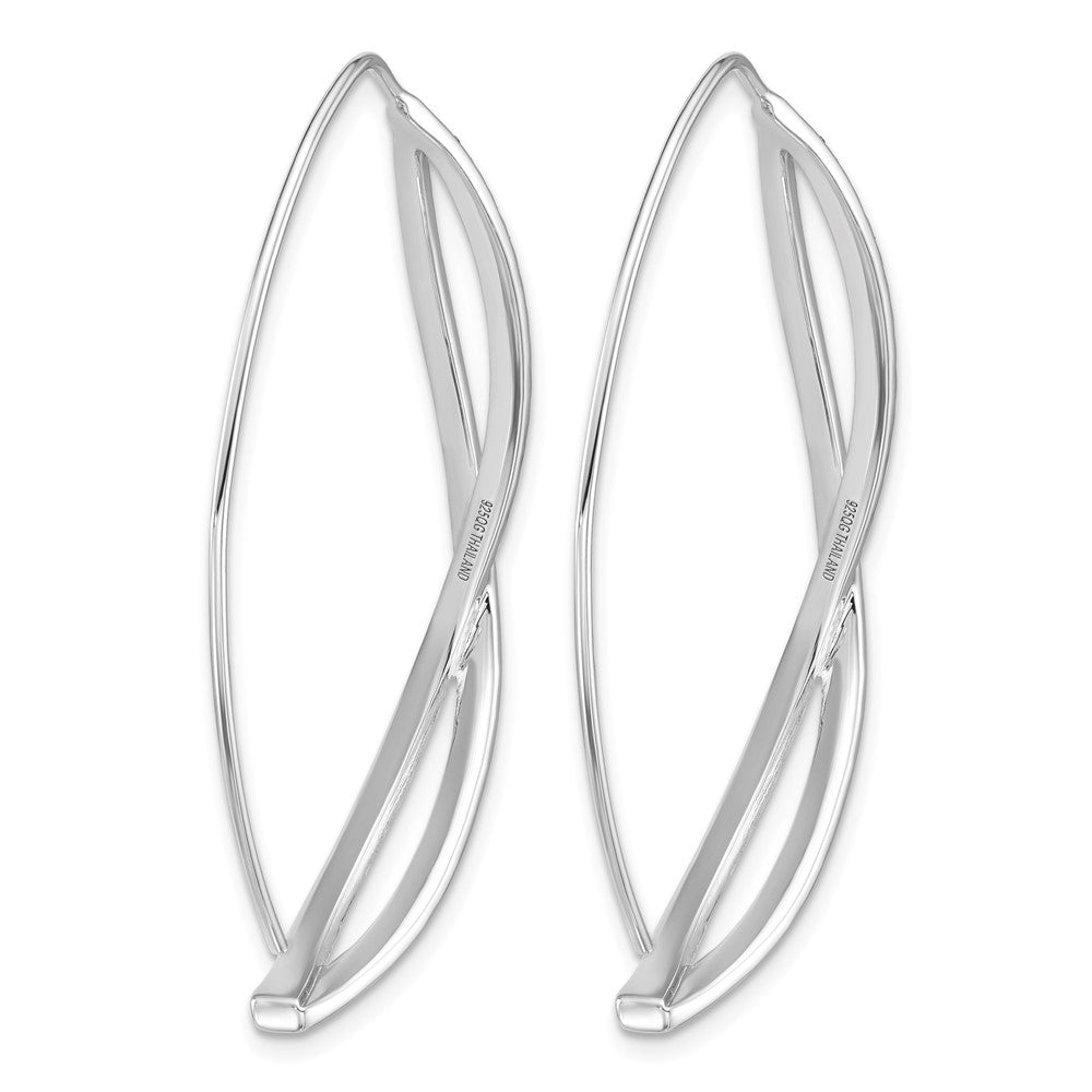 Sterling Silver Rhodium-plated CZ Twisted Threader Earrings