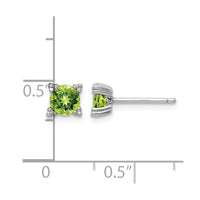 Sterling Silver Rhodium-plated Round 5mm Peridot Post Earrings