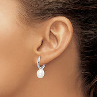 Sterling Silver Rhodium-plated 7-8mm White Rice FWC Pearl Earrings