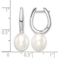 Sterling Silver Rhodium-plated 7-8mm White Rice FWC Pearl Earrings