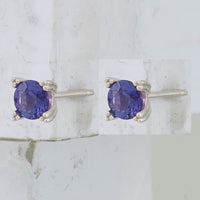 Sterling Silver Rhodium-plated Round 5mm Amethyst Post Earrings