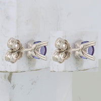 Sterling Silver Rhodium-plated Round 5mm Amethyst Post Earrings