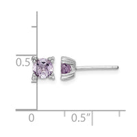 Sterling Silver Rhodium-plated Round 5mm Amethyst Post Earrings
