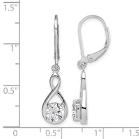 Sterling Silver Rhodium-plated Polished CZ Infinity Leverback Earrings