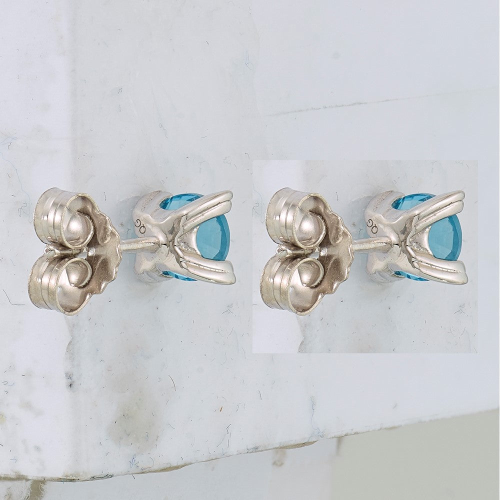 Sterling Silver Rhodium-plated Round 5mm Blue Topaz Post Earrings