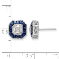 Sterling Silver Rhodium-plated Synthetic Blue Spinel and CZ Earrings