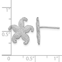 Sterling Silver Rhodium-plated Polished Starfish Post Earrings