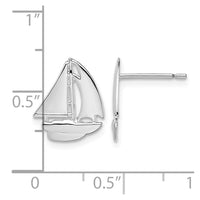 Sterling Silver Rhodium-plated Polished Small Sailboat Post Earrings
