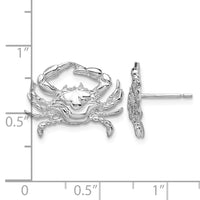 Sterling Silver Rhodium-plated Polished Blue Crab Post Earrings