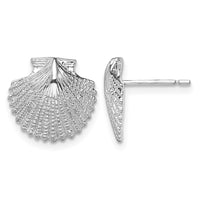 Sterling Silver Rhodium-plated Polished Scallop Shell Post Earrings