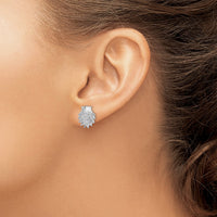 Sterling Silver Rhodium-plated Polished Lions Paw Shell Post Earrings