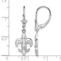 Sterling Silver Rhodium-plated Small Fleur de Lis Leverback Earrings