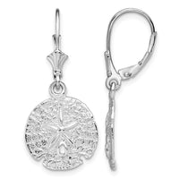 Sterling Silver Rhodium-plated Polished Sand Dollar Leverback Earrings