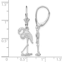 Sterling Silver Rhodium-plated Polished Flamingo Leverback Earrings