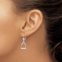 Sterling Silver Polished 3D Small Stirrup Leverback Earrings