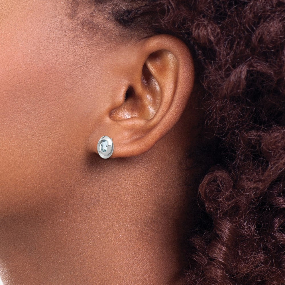 Sterling Silver Rh-plated Sky Blue Topaz Oval Post Earrings