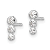 Sterling Silver RH Polished CZ Post Earrings