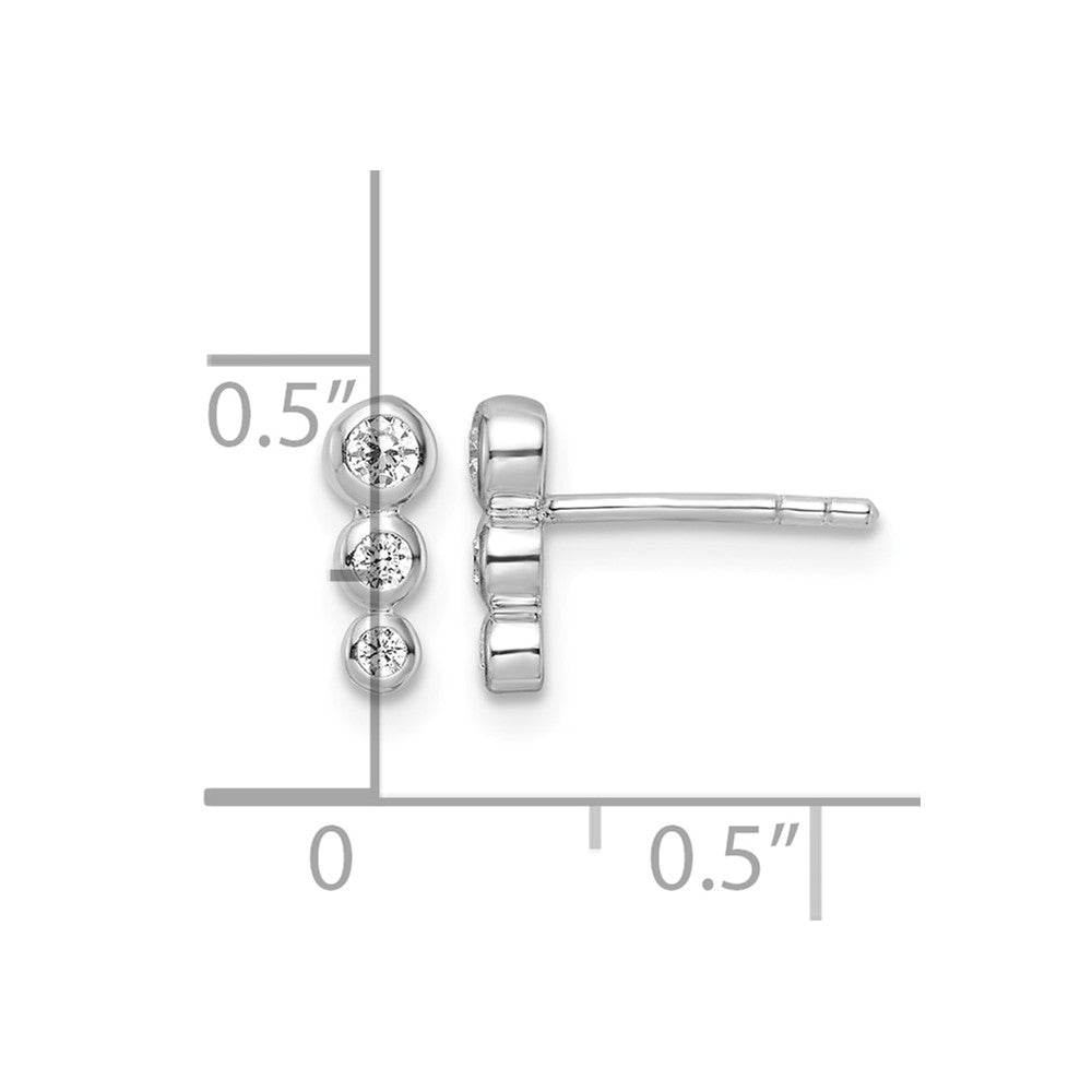 Sterling Silver RH Polished CZ Post Earrings