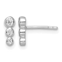 Sterling Silver RH Polished CZ Post Earrings