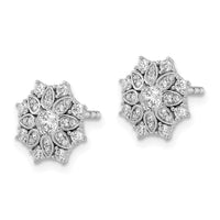 Sterling Silver Rhodium-plated CZ Snowflake Post Earrings