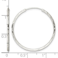 Sterling Silver Diamond-cut 1.5x30mm Endless Tube Hoop Earrings