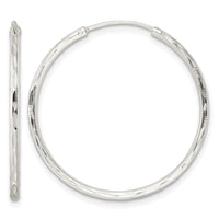 Sterling Silver Diamond-cut 1.5x30mm Endless Tube Hoop Earrings