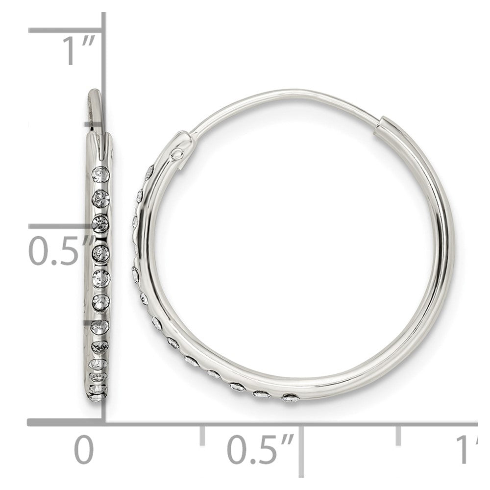 Sterling Silver Crystal Endless Hoop Earrings