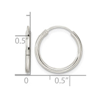 Sterling Silver Diamond-cut 1.5x15mm Endless Tube Hoop Earrings
