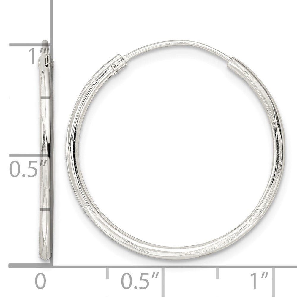 Sterling Silver Diamond-cut 1.5x25mm Endless Tube Hoop Earrings